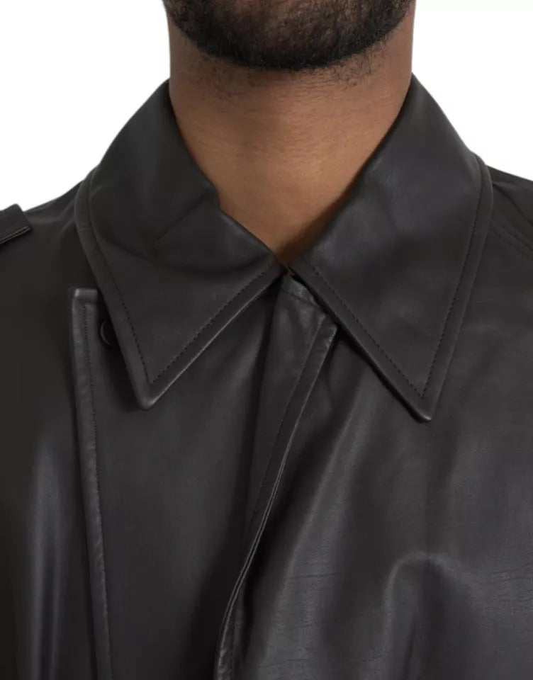 Bottega Veneta trench coats for men in black, product view 8