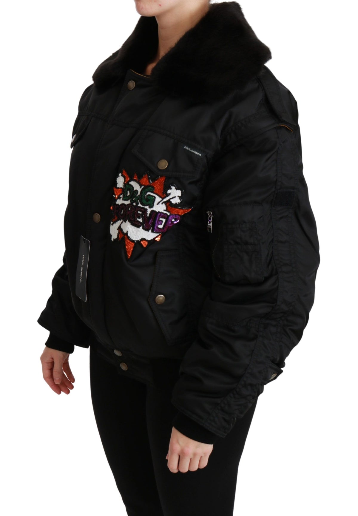 Dolce & Gabbana bombers for women in black, product view 2