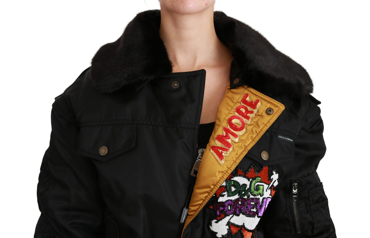 Dolce & Gabbana bombers for women in black, product view 4