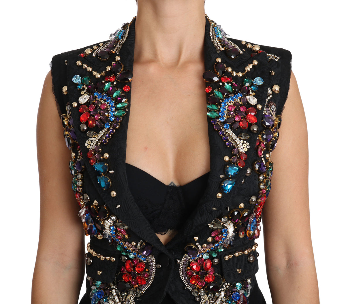 Dolce & Gabbana sleeveless jacket for women in black, product view 3