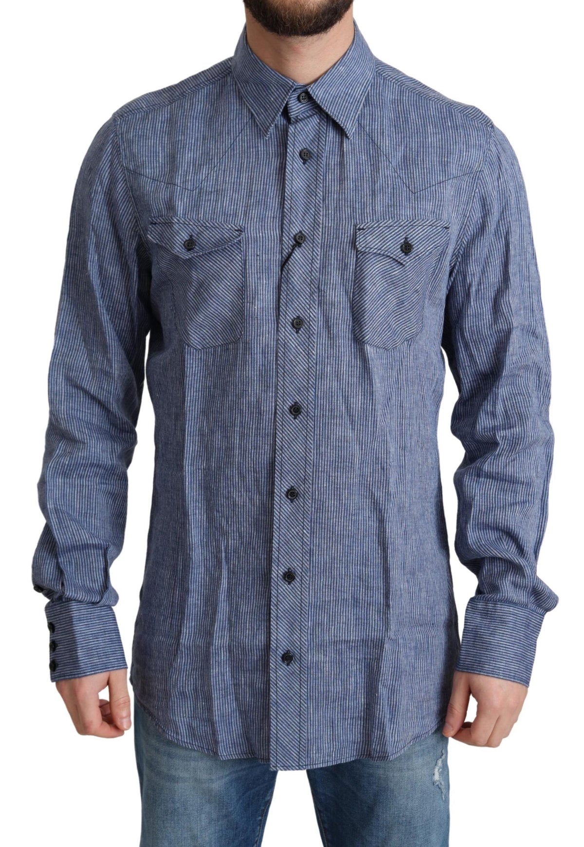 Dolce & Gabbana dress shirts for men in blue, product view 1