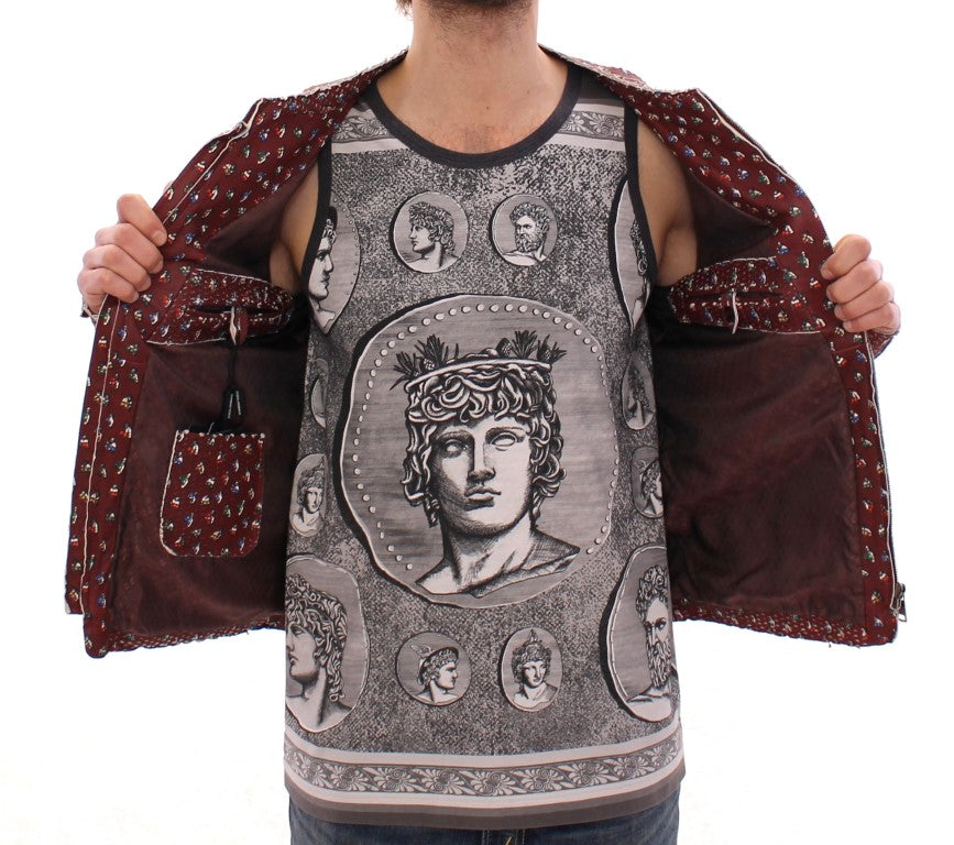 Dolce & Gabbana leather jackets for men in bordeaux, product view 6