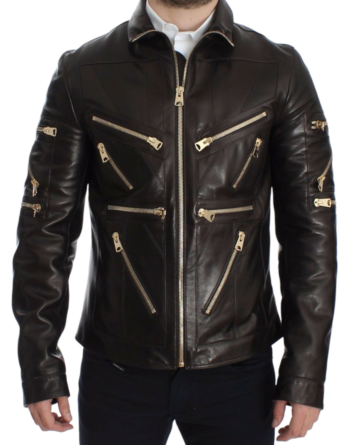 Dolce & Gabbana leather jackets for men in brown, product view 1
