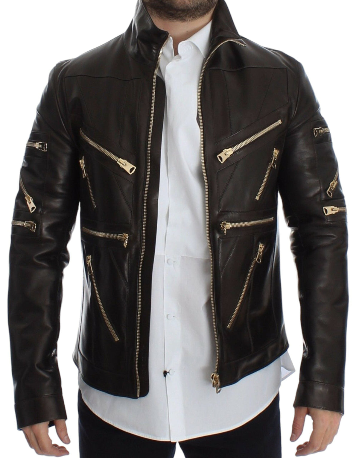 Dolce & Gabbana leather jackets for men in brown, product view 5