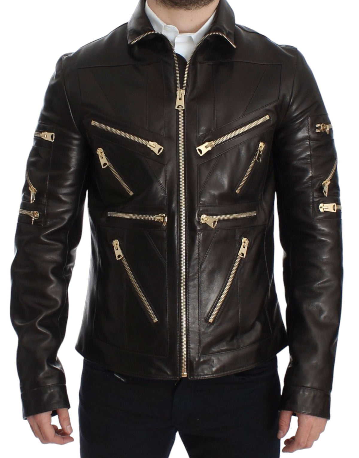 Dolce & Gabbana leather jackets for men in brown, product view 6