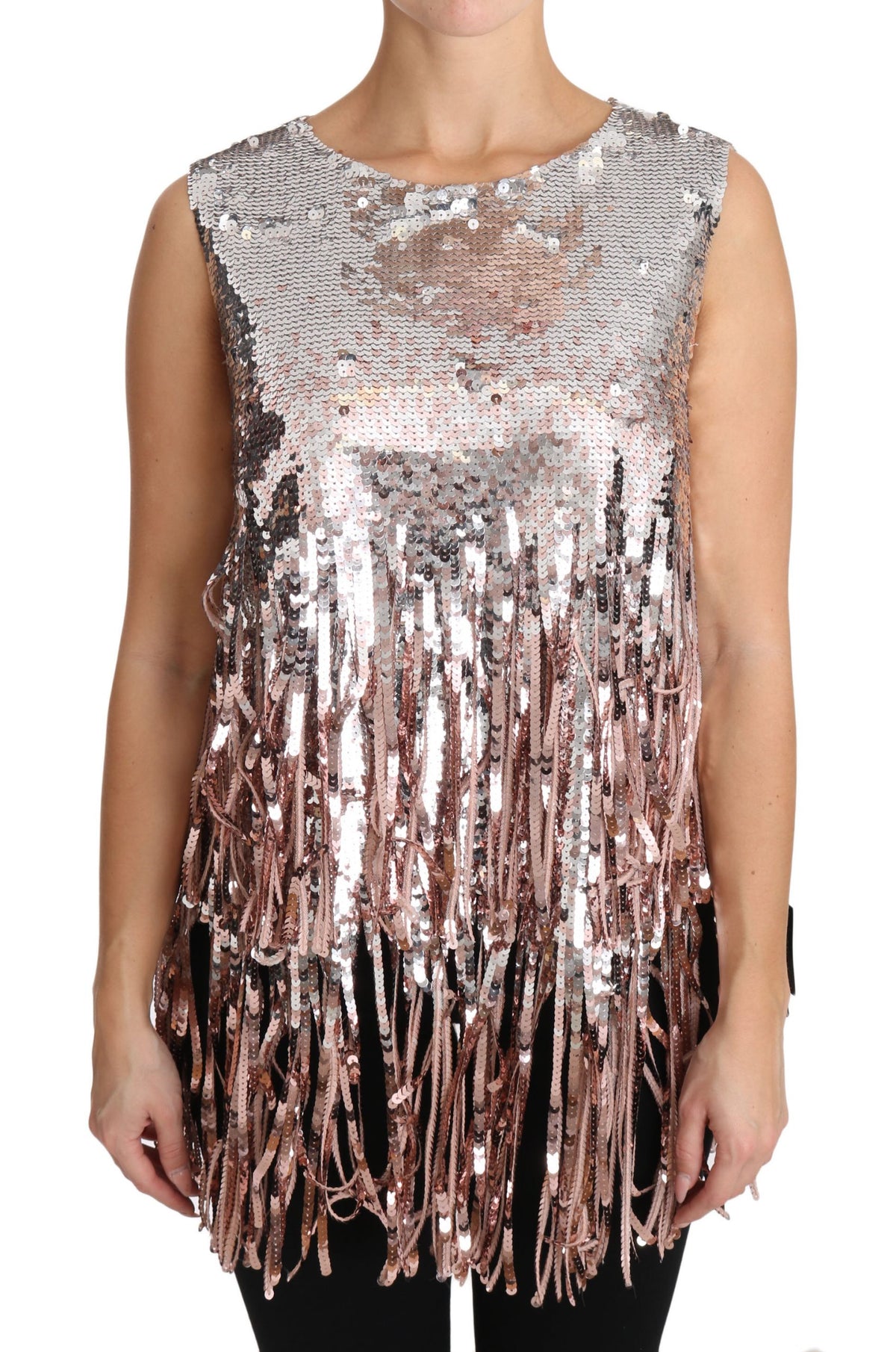 Dolce & Gabbana tank tops for women in gold and pink, product view 1