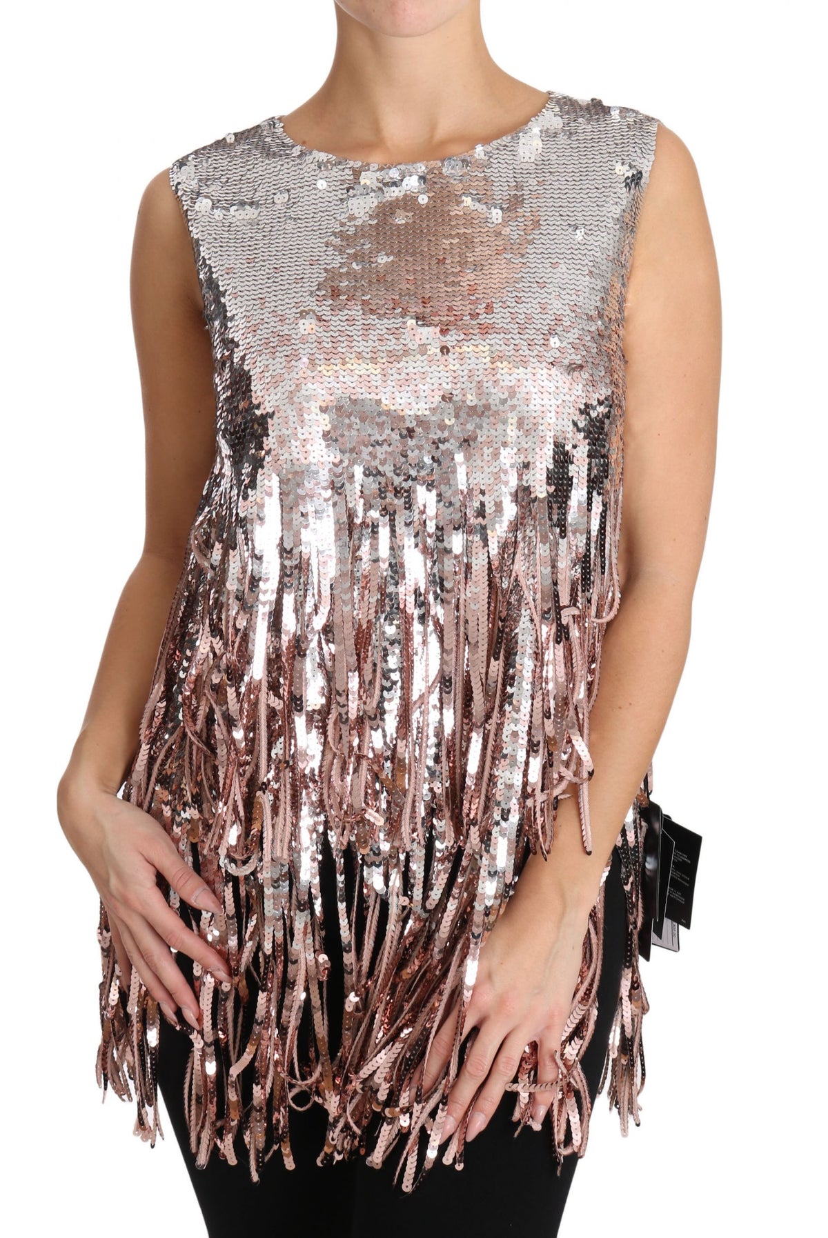 Dolce & Gabbana tank tops for women in gold and pink, product view 4