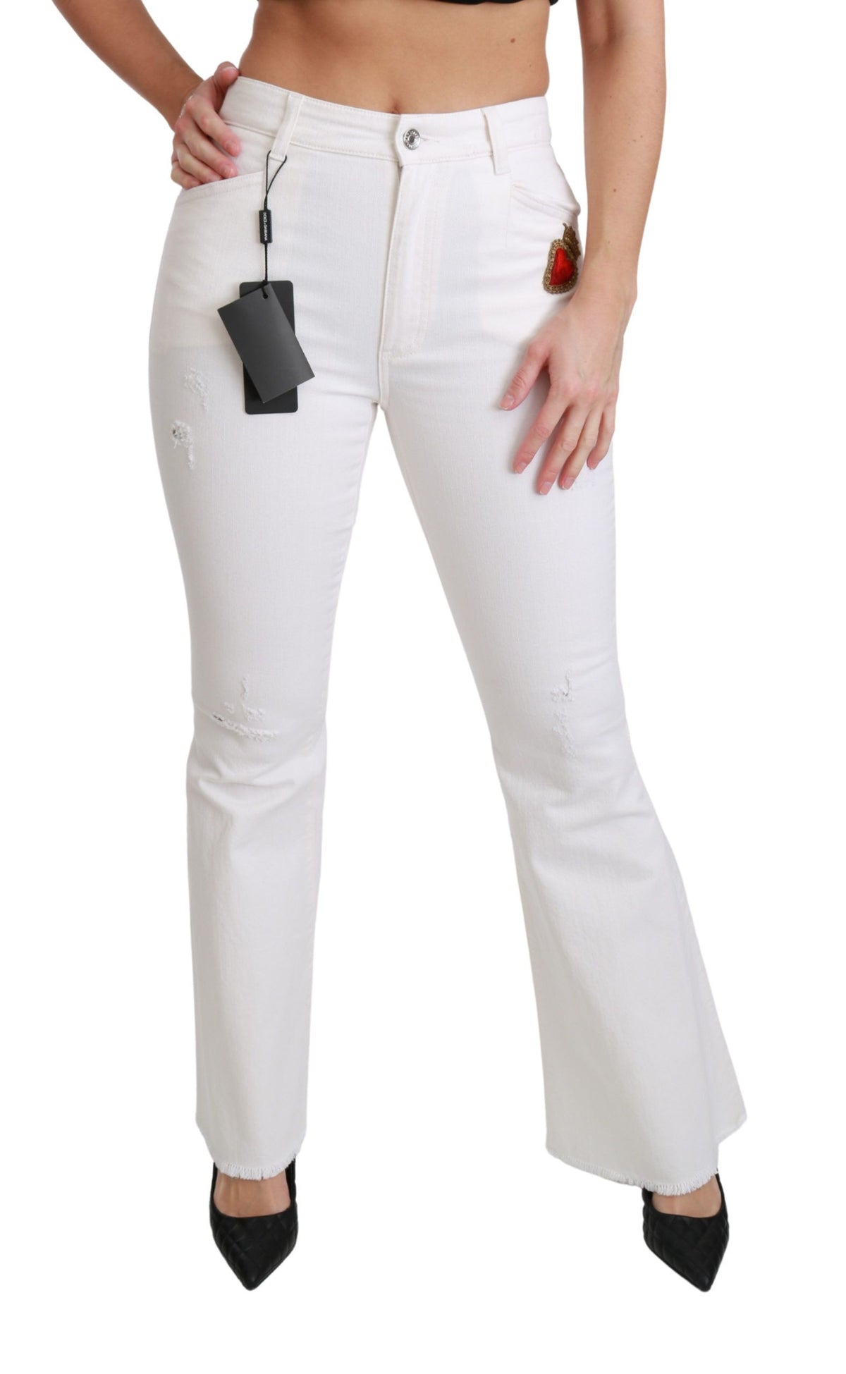 Dolce & Gabbana flared pants for women in white, product view 2