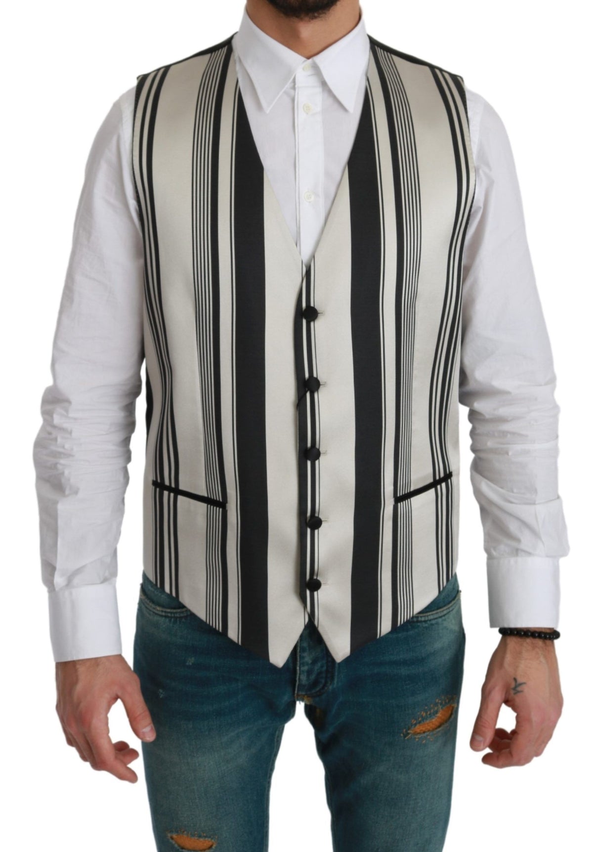 Dolce & Gabbana waistcoats for men in white gray, product view 1