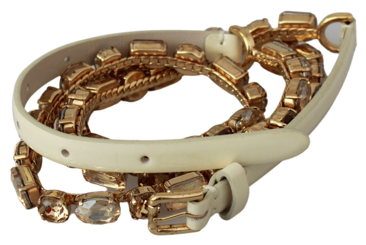 Dolce & Gabbana high-waist belts for women in white, product view 3