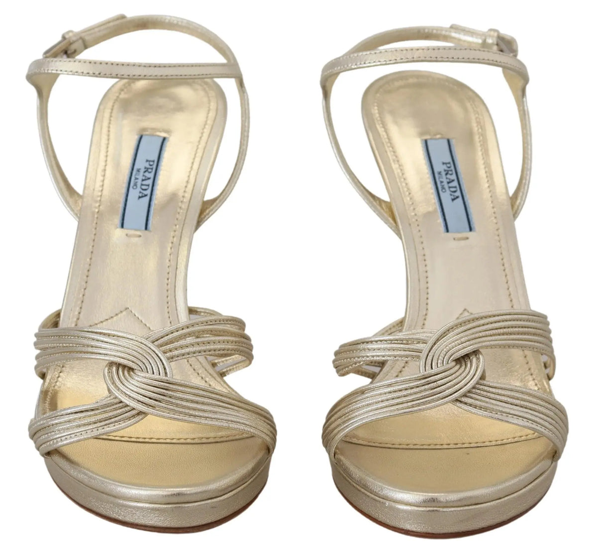 Prada stiletto heels for women in gold and havana, product view 4